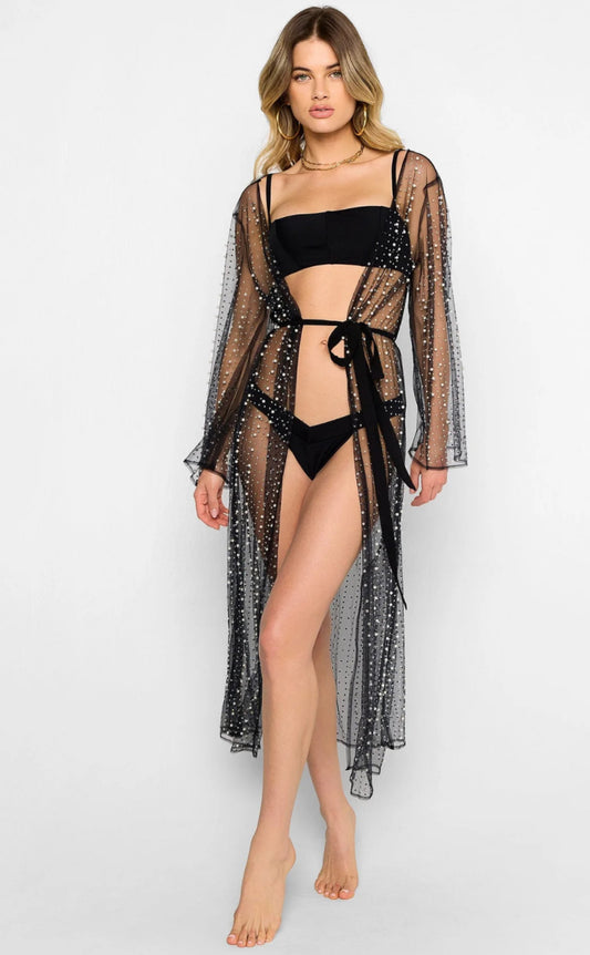 Beach Bunny Mesh Cardigan Black