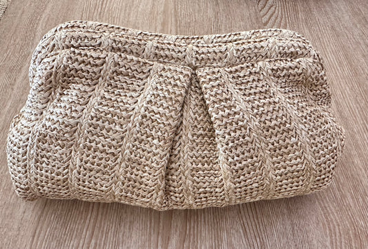 Raffia clutch Bag camel